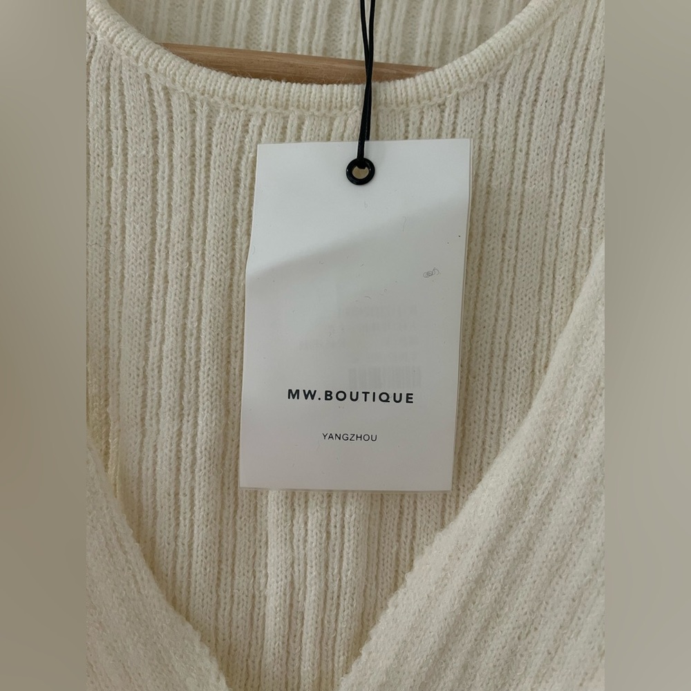 Cream Ribbed Knit with Pearl Buttons - Picture 4 of 7